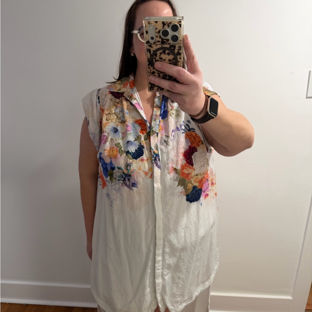 Anthropologie Maeve Floral High-Low Shirt Dress